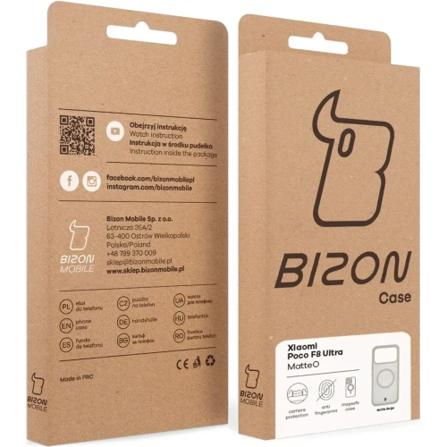 Etui z pierścieniem magnetycznym Bizon Case MatteO do Xiaomi POCO F8 Ultra przydymione-beżowe